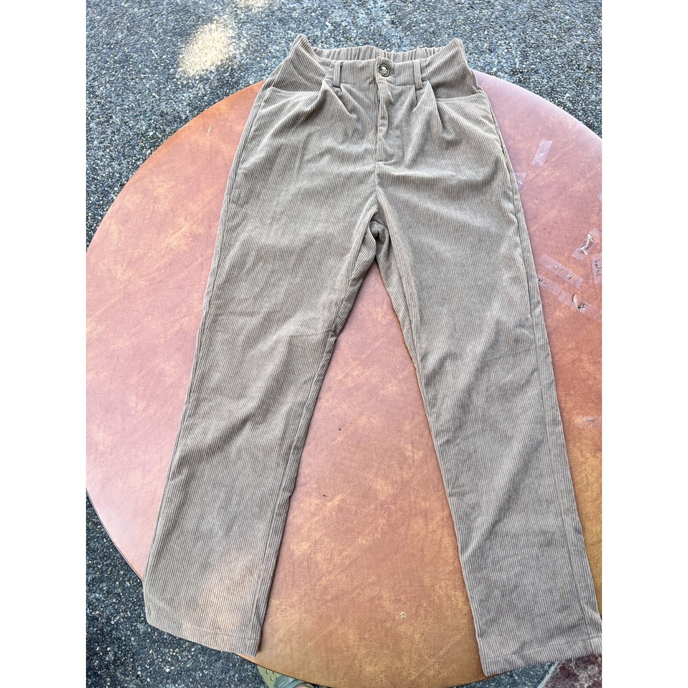 Size S Pants Womens Tan Beige Corduroy Straight Leg Mid Rise